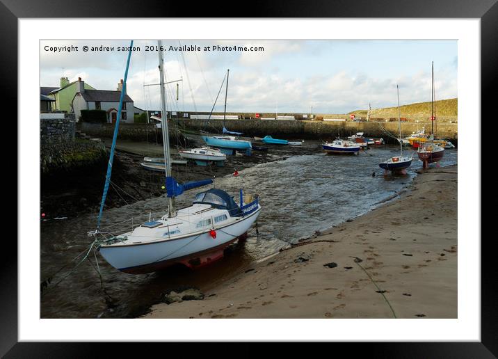 CEMAES HARBOUR Framed Mounted Print by andrew saxton