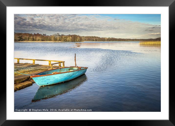 A small boat on Filby Broad Framed Mounted Print by Stephen Mole