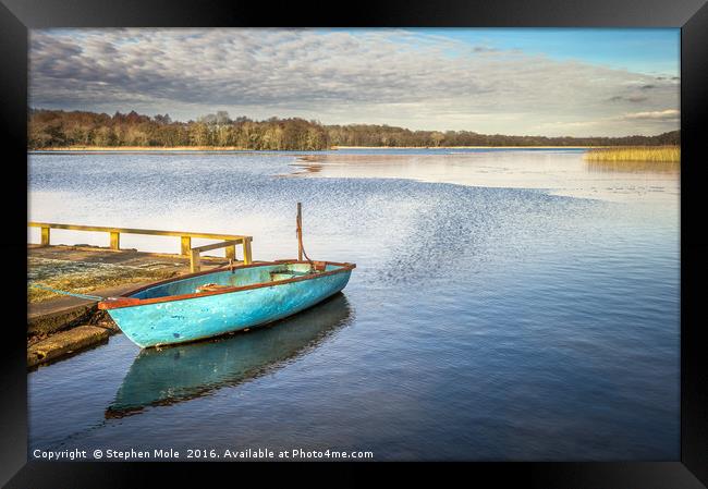 A small boat on Filby Broad Framed Print by Stephen Mole