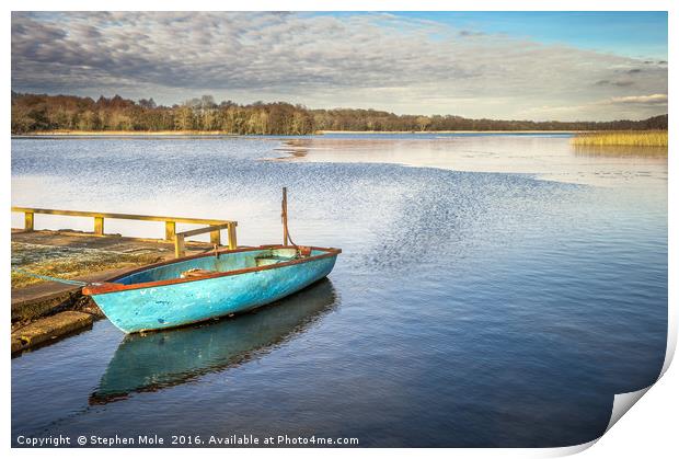 A small boat on Filby Broad Print by Stephen Mole