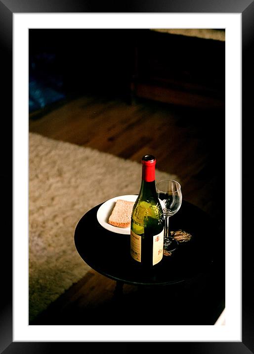 Bread and wine Framed Mounted Print by Simon Joshua Peel