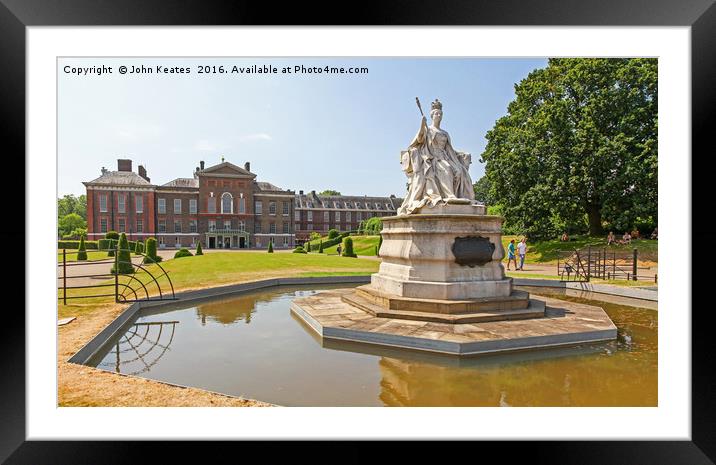 The statue of Queen Victoria in front of Kensingto Framed Mounted Print by John Keates