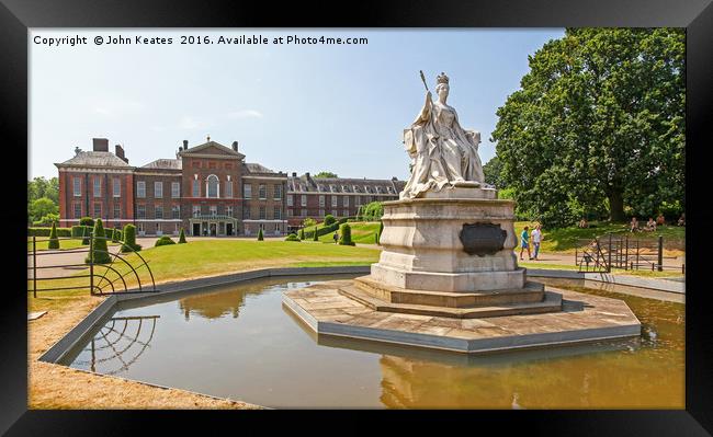 The statue of Queen Victoria in front of Kensingto Framed Print by John Keates