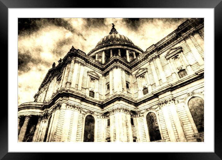 St Paul's Cathedral London Vintage Framed Mounted Print by David Pyatt