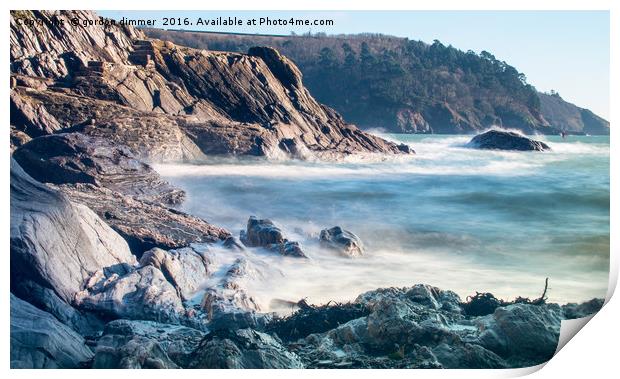 Milky Waves at Castle Cove Print by Gordon Dimmer