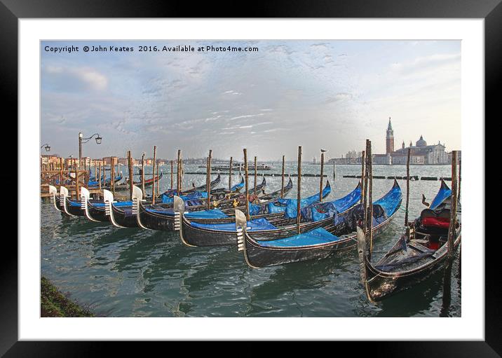 Gondolas at Venice Framed Mounted Print by John Keates