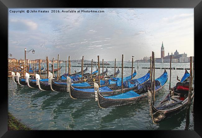 Gondolas at Venice Framed Print by John Keates