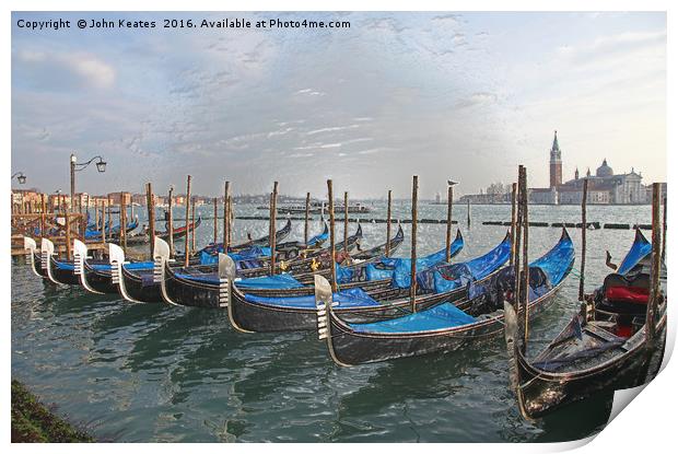 Gondolas at Venice Print by John Keates