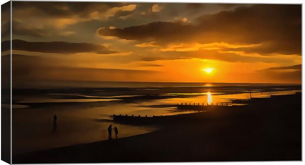 Sun Set Worthing  Canvas Print by Clive Eariss