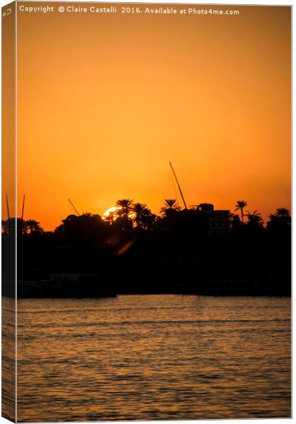 Sunset on the Nile Canvas Print by Claire Castelli