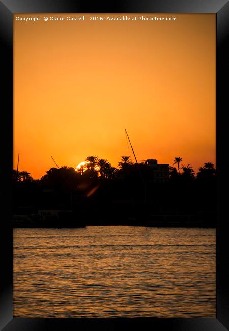 Sunset on the Nile Framed Print by Claire Castelli