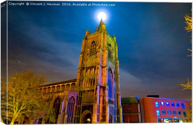 Full Moon Above Church of St Peter Mancroft Canvas Print by Vincent J. Newman