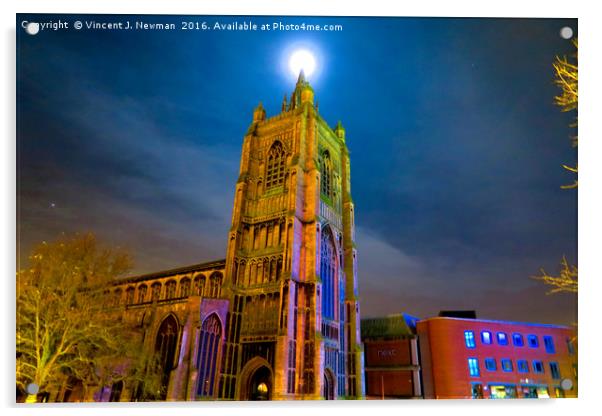 Full Moon Above Church of St Peter Mancroft Acrylic by Vincent J. Newman