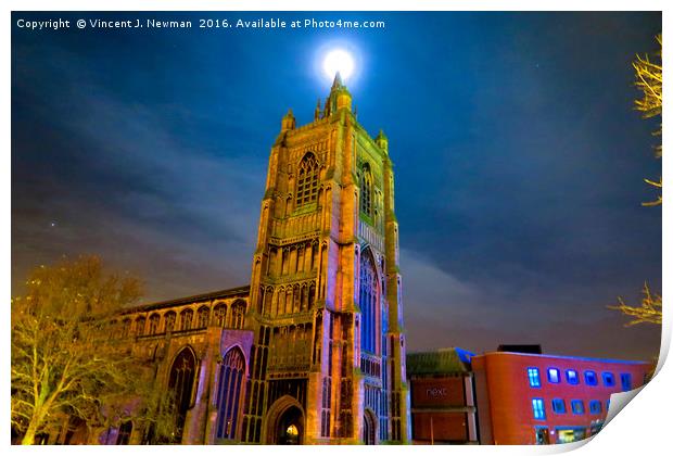 Full Moon Above Church of St Peter Mancroft Print by Vincent J. Newman