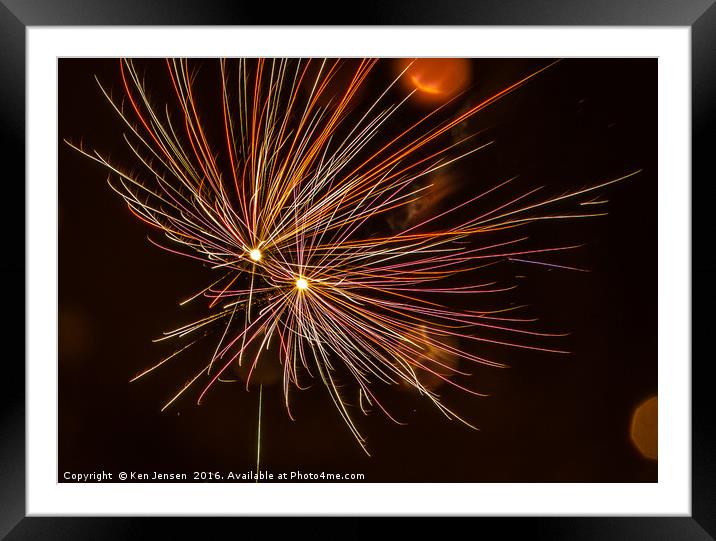 Fireworks Framed Mounted Print by Ken Jensen
