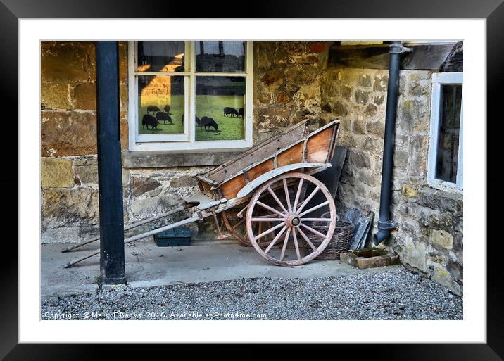 Farmyard Cart Framed Mounted Print by Mark  F Banks