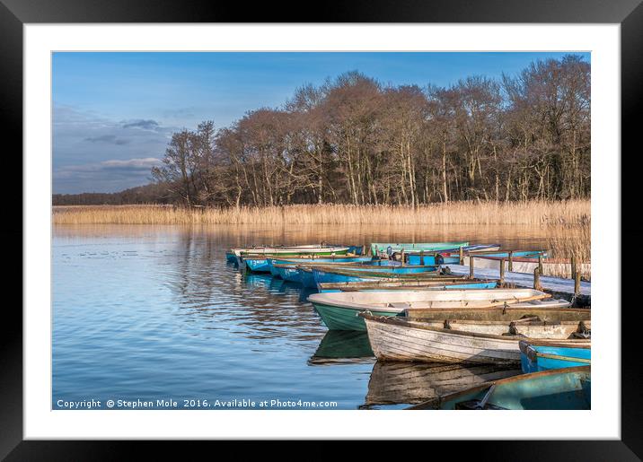 Filby Broad and Boats Framed Mounted Print by Stephen Mole