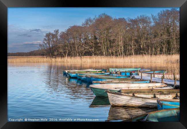 Filby Broad and Boats Framed Print by Stephen Mole