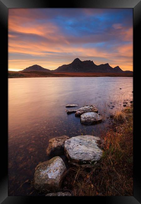 Rocks at Sunrise (Loch Hakel Framed Print by Andrew Ray