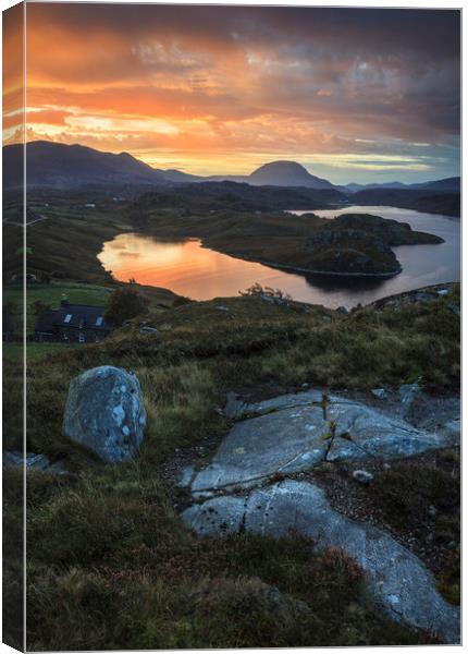Loch Inchard Sunrise Canvas Print by Andrew Ray