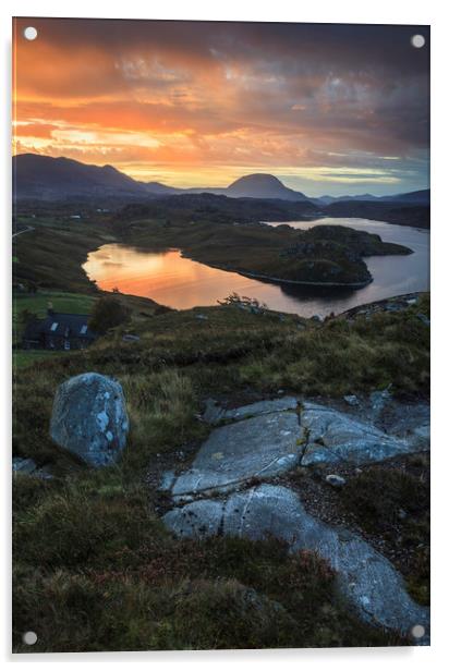 Loch Inchard Sunrise Acrylic by Andrew Ray