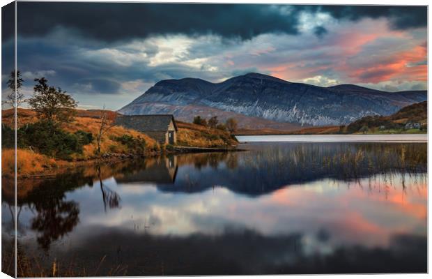 Loch Stack Sunrise Canvas Print by Andrew Ray