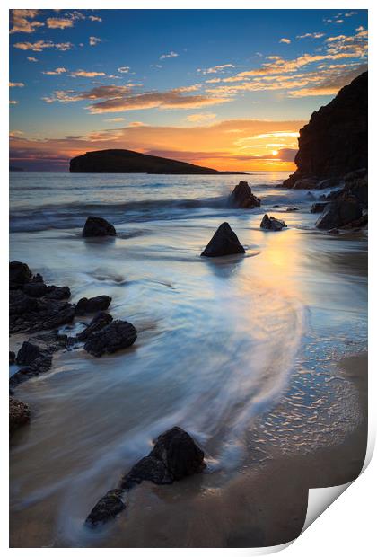Sunset at Oldshoremore Beach Print by Andrew Ray