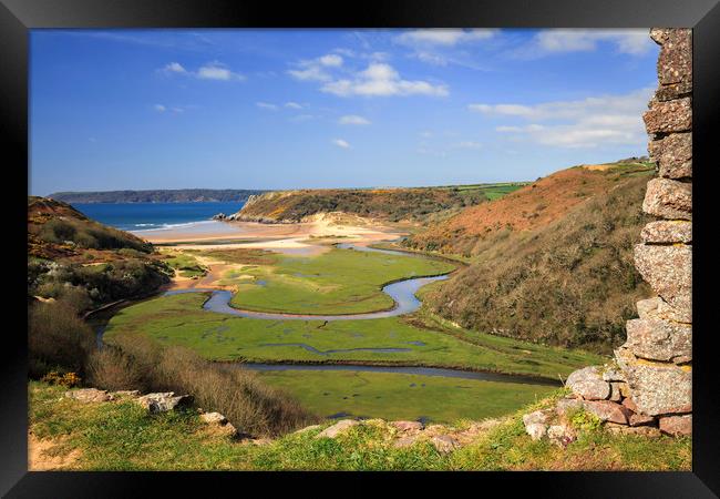 Castle View (Pennard Burrows) Framed Print by Andrew Ray