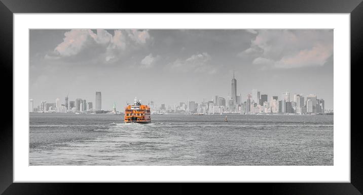 Staten Island Ferry Big Orange NYC Framed Mounted Print by Greg Marshall