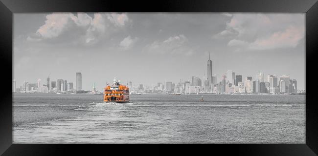 Staten Island Ferry Big Orange NYC Framed Print by Greg Marshall