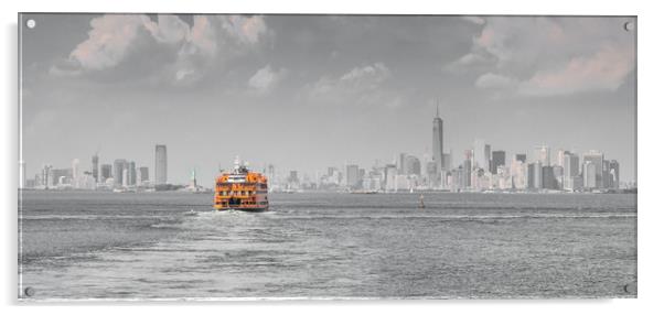 Staten Island Ferry Big Orange NYC Acrylic by Greg Marshall