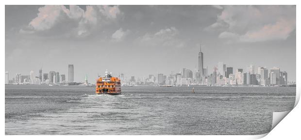 Staten Island Ferry Big Orange NYC Print by Greg Marshall