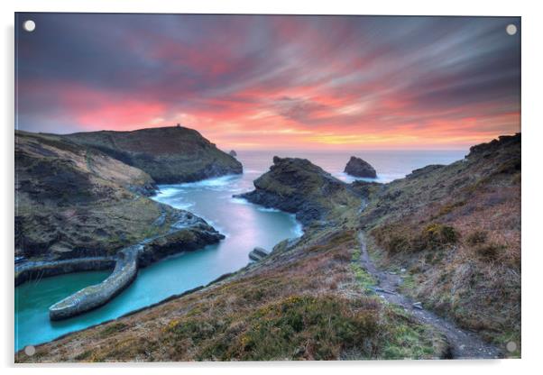 Sunset at Boscastle Acrylic by Andrew Ray