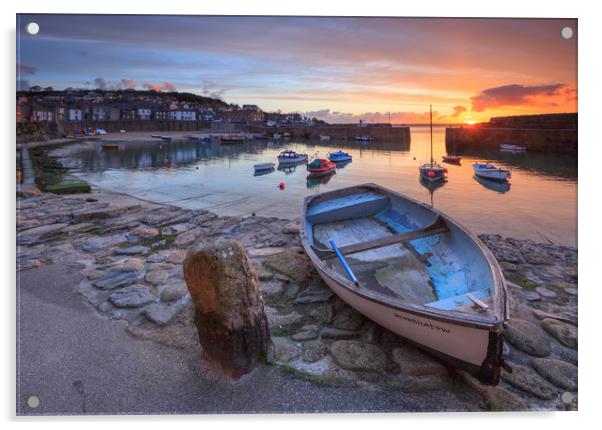 Boats at Sunrise (Mousehole) Acrylic by Andrew Ray