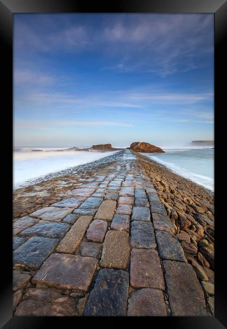 First Light on Bude Breakwater Framed Print by Andrew Ray