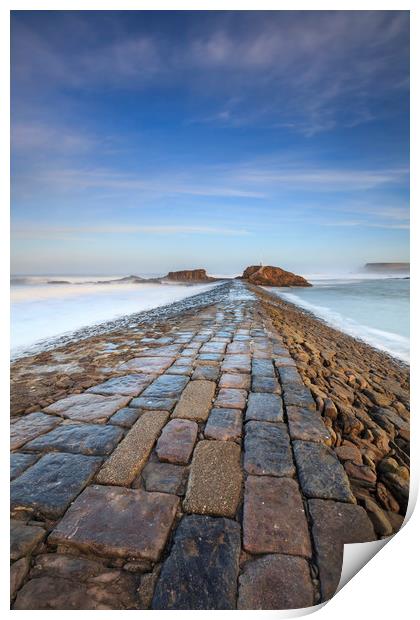 First Light on Bude Breakwater Print by Andrew Ray