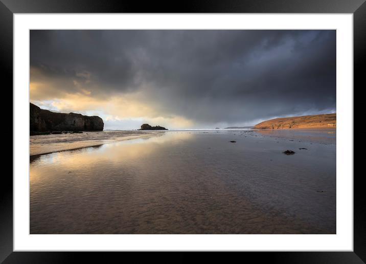 Storm Clouds over Perranporth Beach Framed Mounted Print by Andrew Ray
