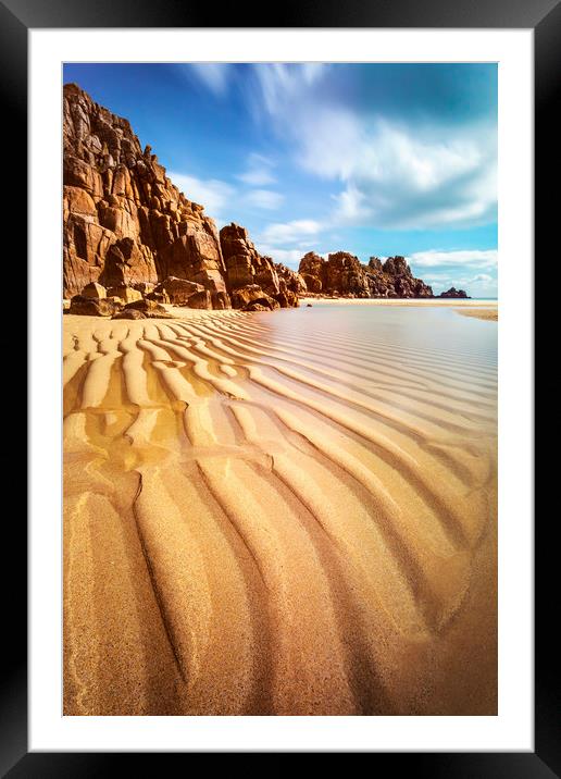 Sand Pand Patterns at Pedn Vounder Framed Mounted Print by Andrew Ray