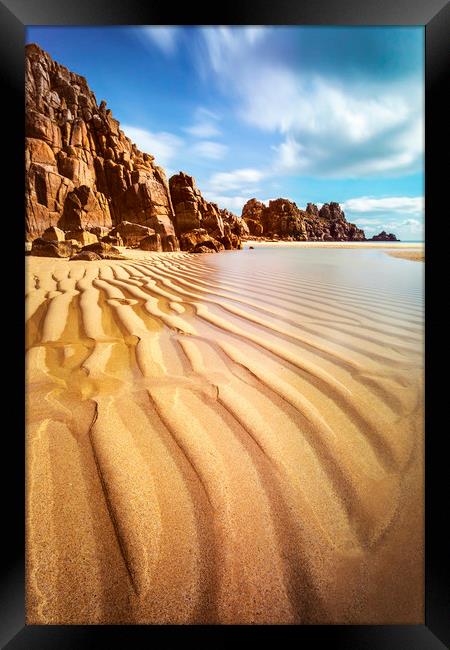 Sand Pand Patterns at Pedn Vounder Framed Print by Andrew Ray