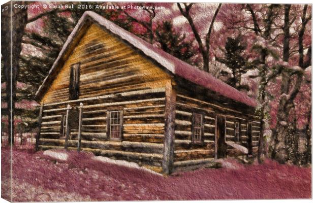 Snow Cabin Digital Art Canvas Print by Sarah Ball