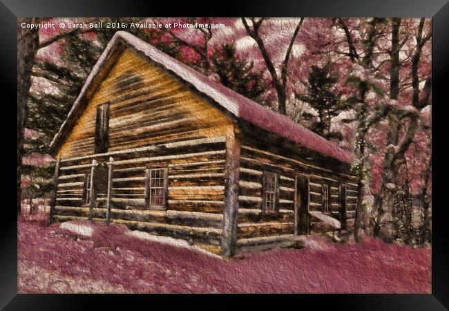 Snow Cabin Digital Art Framed Print by Sarah Ball