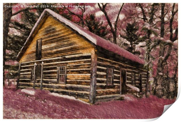 Snow Cabin Digital Art Print by Sarah Ball