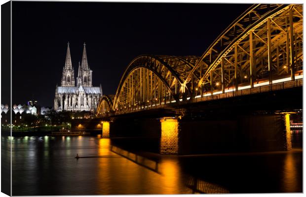 Cologne at Night Canvas Print by Johannes Valkama