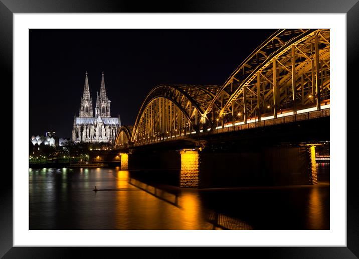 Cologne at Night Framed Mounted Print by Johannes Valkama
