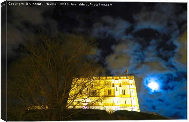 Norwich Castle Museum at Night, England Canvas Print by Vincent J. Newman