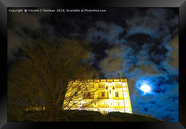 Norwich Castle Museum at Night, England Framed Print by Vincent J. Newman