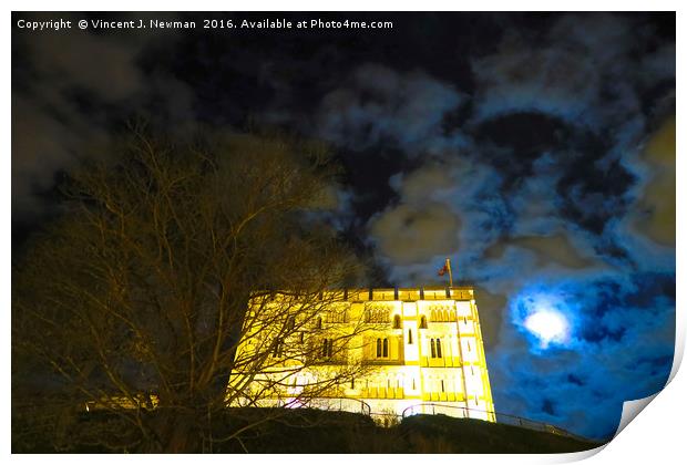 Norwich Castle Museum at Night, England Print by Vincent J. Newman