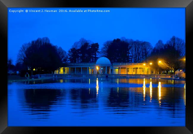 Eaton Park Lake at Dusk, Norwich, England Framed Print by Vincent J. Newman