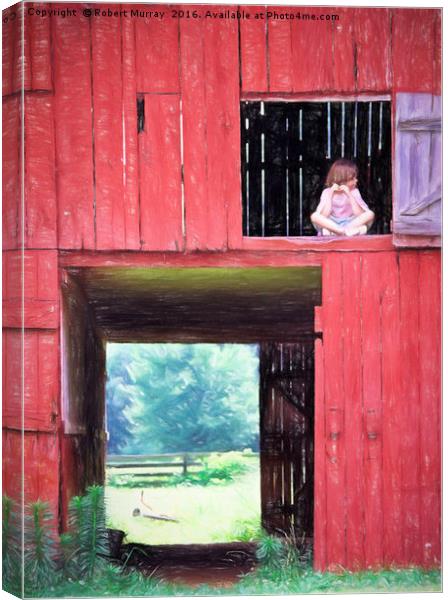 Girl in the Red Barn Canvas Print by Robert Murray