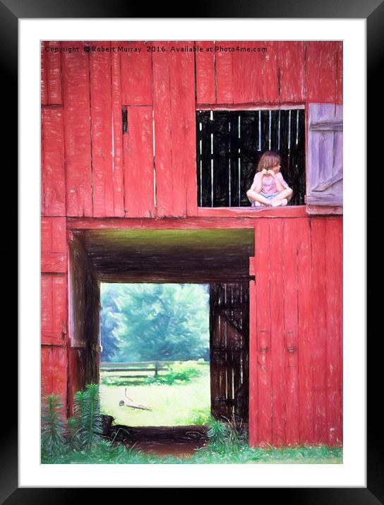 Girl in the Red Barn Framed Mounted Print by Robert Murray